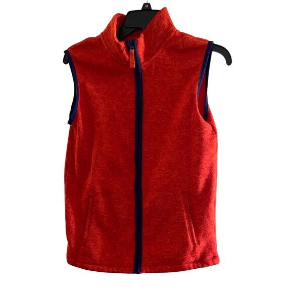 Lands End Womens Red Fleece Zipper Vest Size L 14-16 W/Pockets-Hunter Orange - Picture 1 of 11